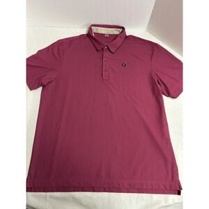 BTR Mens Golf Polo‎ Shirt Burgundy Textured Pattern Short Sleeve Size XL